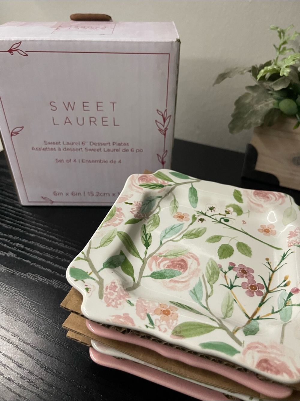 Pink Floral Dessert Plates - Set of 4 never used